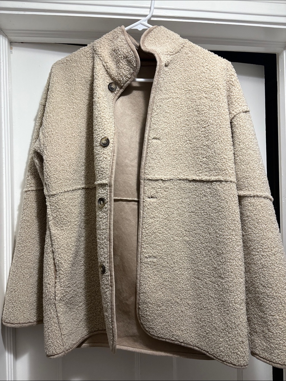 Banana Republic Factory Cream Sherpa Shirt Jacket